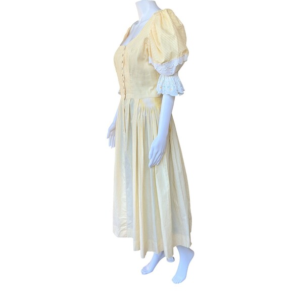 Kruger Dirndl Dress Size 40 US 12 Yellow Stripe Puff Sleeve Milkmaid Octoberfest - Picture 7 of 15
